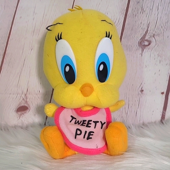 Vintage 90s Nanco Baby Looney Tunes Tweety Bird Tweety Pie Bib Plush Stuffed Toy - Picture 1 of 14